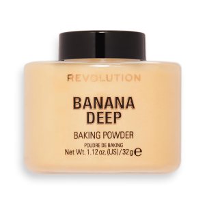 Revolution Beauty, Loose Baking Powder, Makeup Setting Powder, Long Lasting Coverage, Mattifies & Reduces Shine, Banana Deep, 1.13 Oz