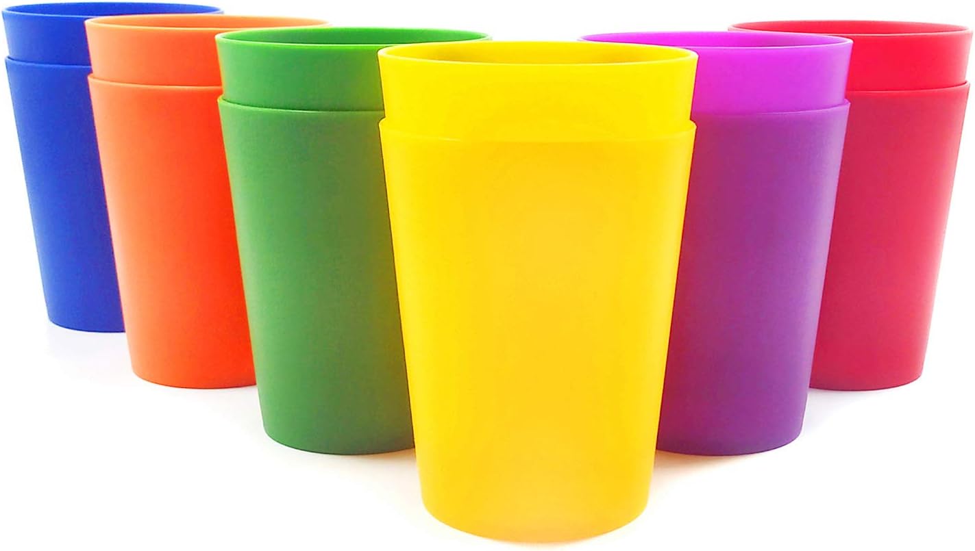 18-ounce Plastic Tumblers Drinking Glasses, Set of 12 Multicolor – Unbreakable, Dishwasher Safe, BPA Free 18-ounce Plastic Tumblers Drinking Glasses, Set of 12 Multicolor – Unbreakable, Dishwasher Safe, BPA Free