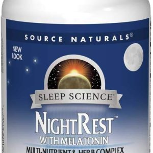 Source Naturals Sleep Science NightRest Multi-Nutrient & Herb Complex With Melatonin, GABA, Passion Flower, Chamomile, Lemon Balm & More – Herbal Formula – 200 Tablets