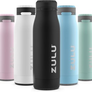 Zulu Ace Vacuum Insulated Stainless Steel Water Bottle with Chug Spout, Leak-Proof Locking Lid and Removable Base for School, Backpack, Sports, Gym, Travel