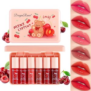 6Colors Lip Tint Stain Mini Liquid Lipstick,Korean Lip Gloss Vivid Color Lip Stain Long Lasting Waterproof,Moisturizing Natural Lip Tint,Multi-Use Lip & Cheek Tint,Non-sticky,Transfer-Proof Makeup
