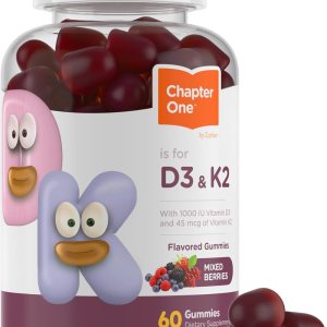 Zahler Chapter One Vitamin D3 K2 Gummies, Contains 1000IU of Vitamin D3 and 45MCG of Vitamin K2, D3 & K2 Gummy Supplement, Kosher, 60 Gummies