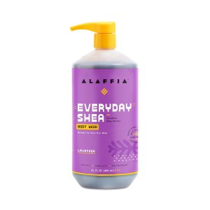 Alaffia – EveryDay Shea Body Wash, Naturally Helps Moisturize and Cleanse without Stripping Natural Oils with Shea Butter, Neem, and Coconut Oil, Fair Trade, Lavender, 32 Fl Oz
