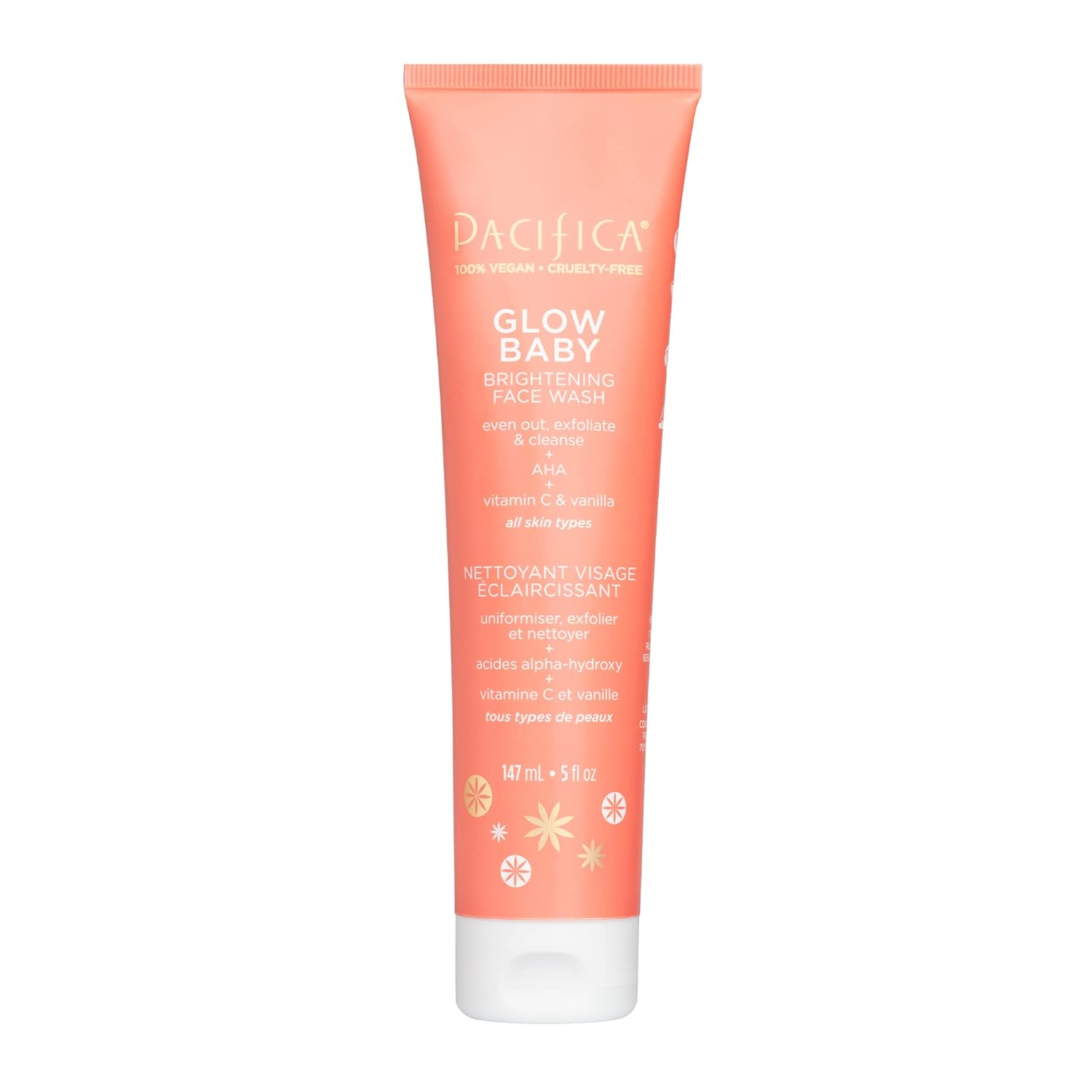 Pacifica Beauty Glow Daily Face Cleanser, Exfoliating, Vitamin C, AHA, Vanilla, For All Skin Types, Sulfate and Paraben Free, Vegan and Cruelty Free, 5 Oz Pacifica Beauty Glow Daily Face Cleanser, Exfoliating, Vitamin C, AHA, Vanilla, For All Skin Types, Sulfate and Paraben Free, Vegan and Cruelty Free, 5 Oz