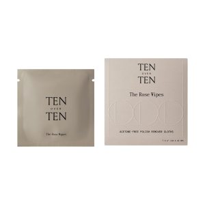 tenoverten – The Rose Wipes Acetone-Free Nail Polish Remover Cloths | Clean, Natural, Non-Toxic Nail Care (1 Box, 6 Wipes)