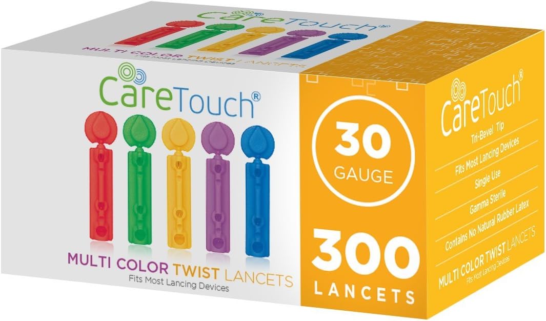 Lancets for Diabetes Testing – 30 Gauge Diabetic Lancets for Blood Testing and Glucose Testing – Fits Most Lancing Devices – Sterile, Single Use 30g Blood Sugar Lancets – Multicolored – 300 count Lancets for Diabetes Testing – 30 Gauge Diabetic Lancets for Blood Testing and Glucose Testing – Fits Most Lancing Devices – Sterile, Single Use 30g Blood Sugar Lancets – Multicolored – 300 count