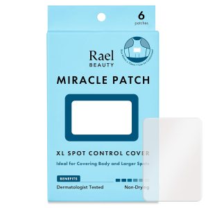 Rael Pimple Patches, Miracle XL Spot Control Cover – Hydrocolloid Acne Patches for Face, Zit and Blemish Spot, Back and Body, for All Skin Types, Vegan, Cruelty Free (6 Count)