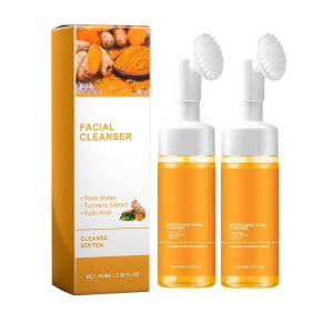 2Pcs Turmeric Facial Cleanser, Foaming Face Wash, Turmeric Face Wash, Turmeric Acid Foaming Cleanser,Turmeric Facial Wash
