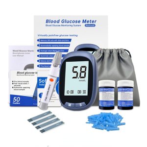 RAK668 Blood Glucose Monitor Kit with 50 Blood Sugar Test Strips, 50 Lancets, 1 Blood Glucose Meter, 1 Lancing Device, 1 Control Solution, Travel Case for Diabetes Testing (1Unit 50Strips 50Lancets)
