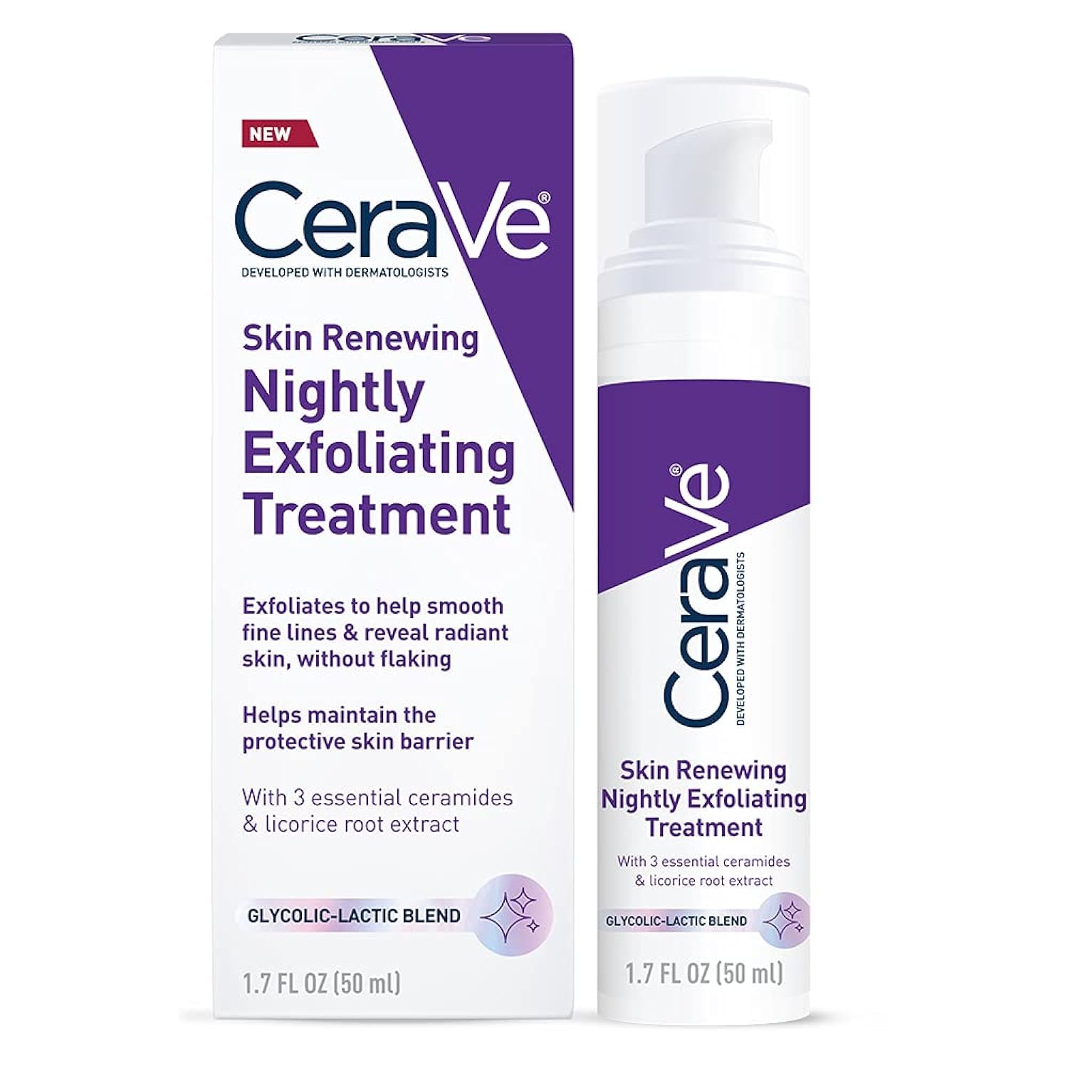 CeraVe Skin Renewing Nightly Exfoliating Treatment | Anti Aging Face Serum with Glycolic Acid, Lactic Acid, and Ceramides| Dark Spot Corrector for Face | 1.7 Oz CeraVe Skin Renewing Nightly Exfoliating Treatment | Anti Aging Face Serum with Glycolic Acid, Lactic Acid, and Ceramides| Dark Spot Corrector for Face | 1.7 Oz
