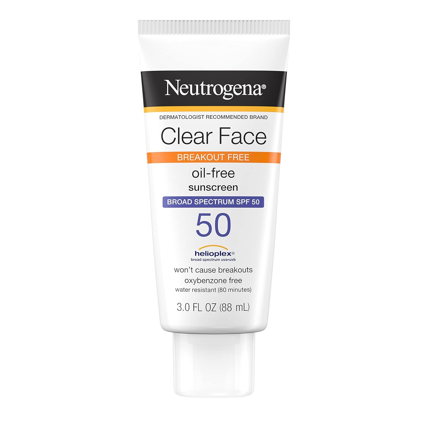 Neutrogena Clear Face Liquid Lotion Sunscreen for Acne-Prone Skin, Broad Spectrum SPF 50 UVA/UVB Protection, Oil-, Fragrance- & Oxybenzone-Free Facial Sunscreen, Non-Comedogenic, 3 fl. oz Neutrogena Clear Face Liquid Lotion Sunscreen for Acne-Prone Skin, Broad Spectrum SPF 50 UVA/UVB Protection, Oil-, Fragrance- & Oxybenzone-Free Facial Sunscreen, Non-Comedogenic, 3 fl. oz