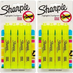 Sharpie Accent Tank Highlighters, Chisel Tip, Fluorescent Yellow, 4-Count (Pack of 2)
