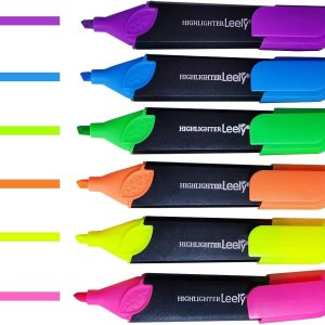 Leery Highlighter Pens, Assorted Pastel Colors Chisel Tip Marker Pens,Drawing Pens for Office & Writing Supplies(6 Pieces)