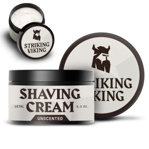 Striking Viking Unscented Shaving Cream 5.3 oz- Shave Cream for Men – Sensitive Skin Friendly Viking Shave Cream