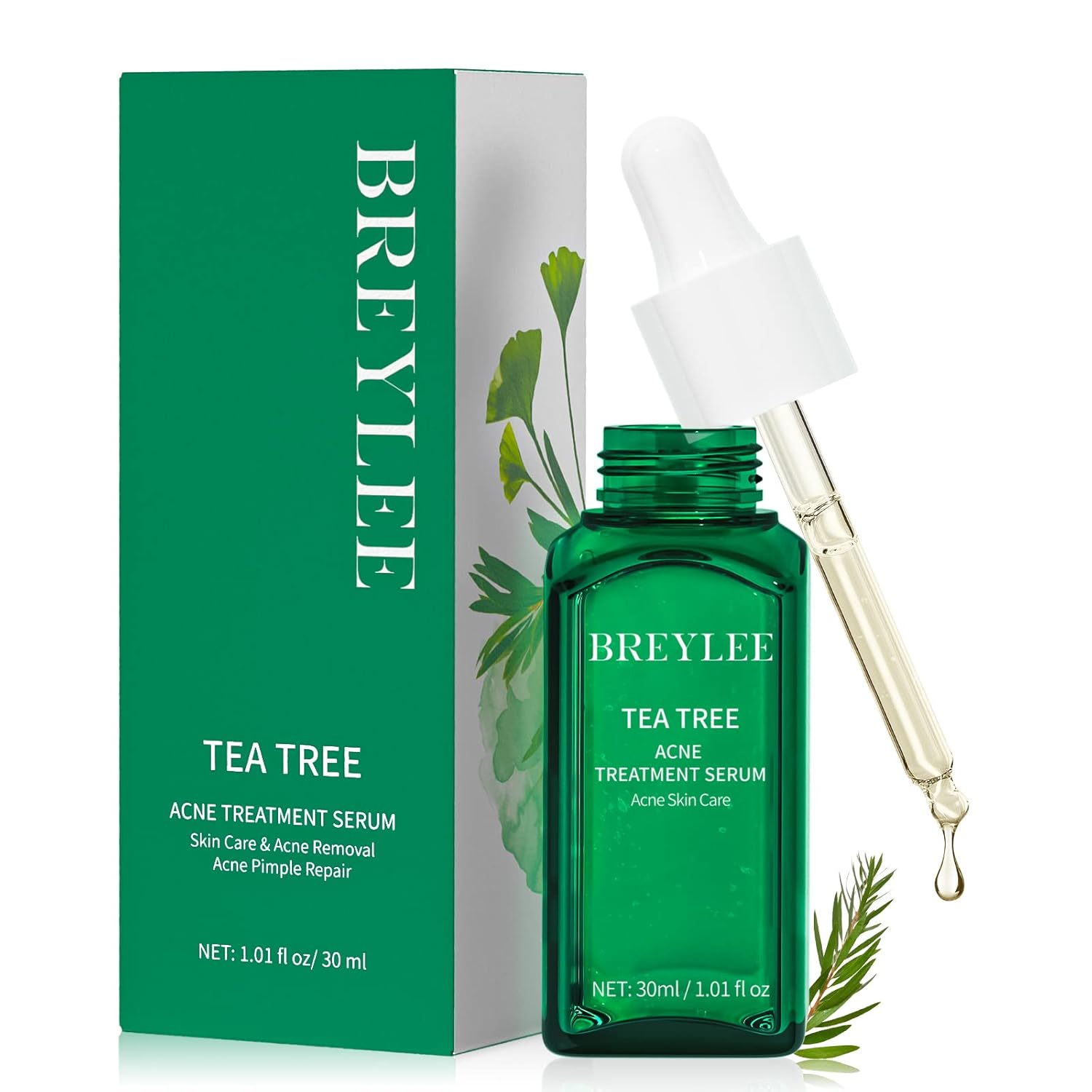 Tea Tree Oil Acne Serum, BREYLEE 2.0 Treatment Acne Prone Sensitive Skin Care Face Serum to Cystic Acne Scars, Redness Relief, Pimples Dark Spots Remove, Niacinamide Facial Moisturizer,30ml/1.01fl oz Tea Tree Oil Acne Serum, BREYLEE 2.0 Treatment Acne Prone Sensitive Skin Care Face Serum to Cystic Acne Scars, Redness Relief, Pimples Dark Spots Remove, Niacinamide Facial Moisturizer,30ml/1.01fl oz