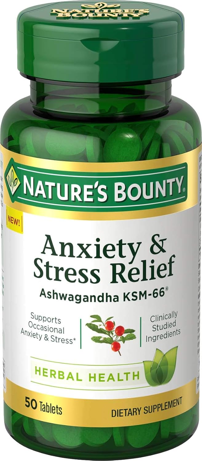 Nature’s Bounty Anxiety & Stress Relief Ashwagandha Ksm-66 Tablets, 50 Count Nature’s Bounty Anxiety & Stress Relief Ashwagandha Ksm-66 Tablets, 50 Count
