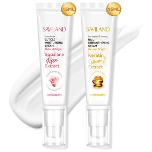 SAVILAND Nail Strengthener for Damaged Nails with VE & Keratin: Cuticle Cream Ultra-Repairing for Dry Damaged Cuticles with Squalane Vitamin E Hand & Nail Strengthening Cream Cuticle Repair Cream Home