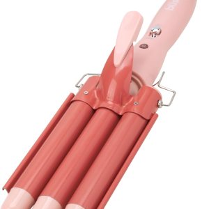 Bliss 3 Barrel Curling Iron – Adjustable Temperature Crimper Hair Tool – Beach Waver Curling Iron for Women, Peach