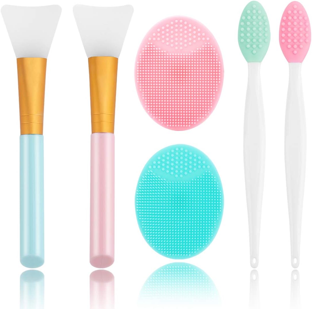 Silicone Face Scrubber, 2pcs Exfoliating Lip Brush, 2pcs Cleansing Brush,2pcs Face Mask Brush Exfoliator Blackhead Skin Care Tool Silicone Face Scrubber, 2pcs Exfoliating Lip Brush, 2pcs Cleansing Brush,2pcs Face Mask Brush Exfoliator Blackhead Skin Care Tool