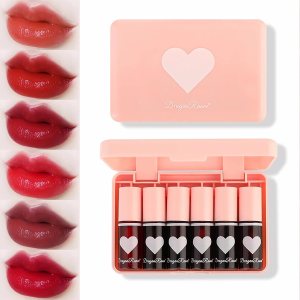 6 Colors Lip Tint Stain Set,Matte Lip Tint Watery Lip Stain,Lip & Cheek Tint Moisturizing Mini Liquid Lipstick,Plump Lip Gloss Long-lasting Waterproof Korean Lip Tint Non-Sticky Tinta De Labios