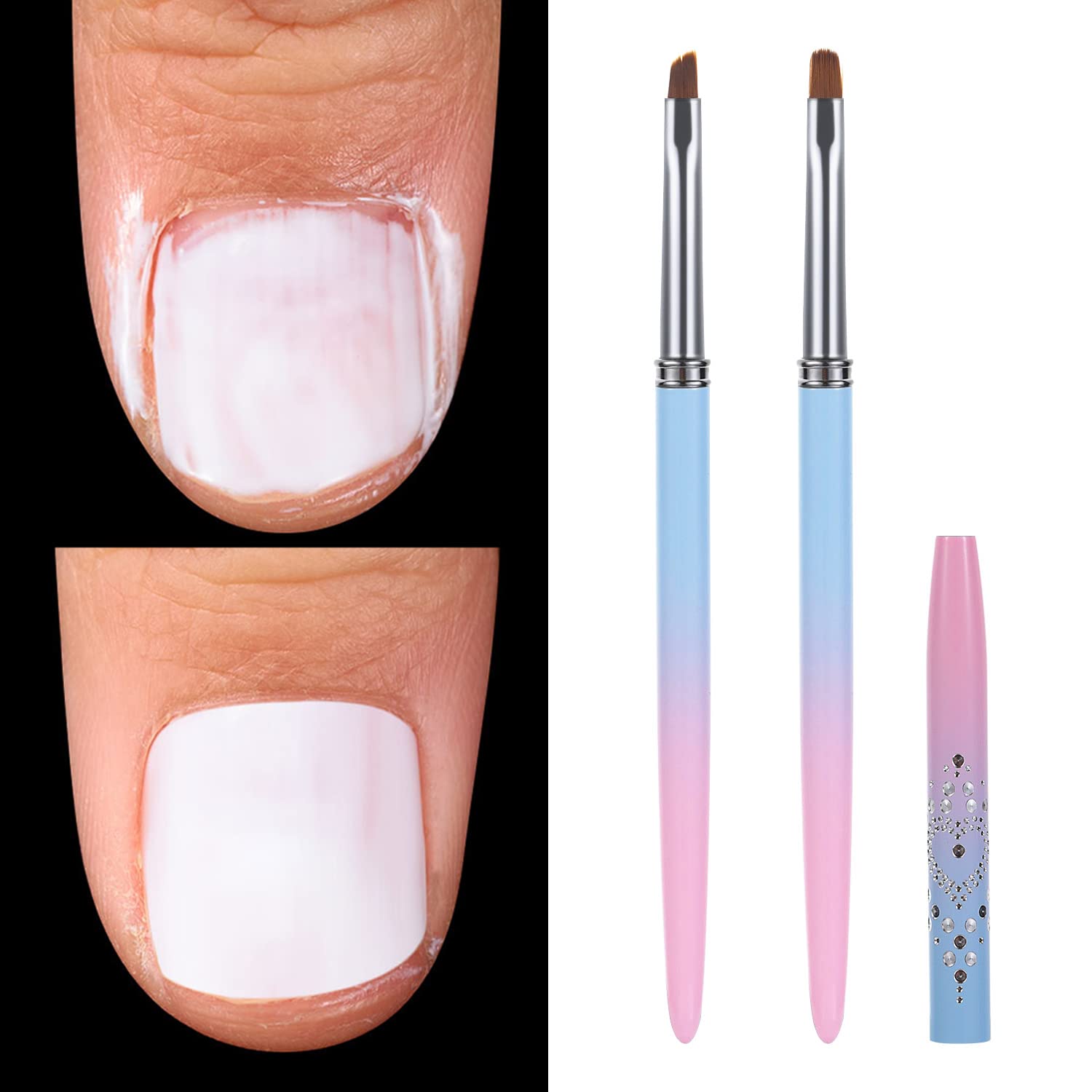 Nail Art Clean Up Brushes,Nail Brushes for Cleaning Polish Mistakes on the Cuticles, Acetone Resistant Nail Brush, Fingernail Cleaning Brushes for Nail Art and Designs (2 Pcs Round&Angled) Nail Art Clean Up Brushes,Nail Brushes for Cleaning Polish Mistakes on the Cuticles, Acetone Resistant Nail Brush, Fingernail Cleaning Brushes for Nail Art and Designs (2 Pcs Round&Angled)