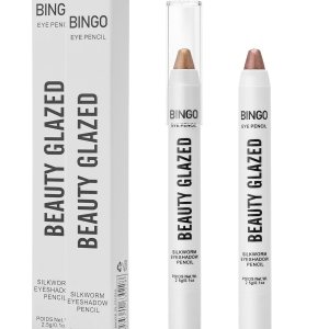 Glitter Cream Eyeshadow Stick – 2Pcs Waterproof Long Lasting Champagne Rose Gold Shimmer Metallic Eye Shadow Eye Liner Crayon Automatic Makeup Pencil, No Crease Eye Highlighter Brightener Pen – 03+04