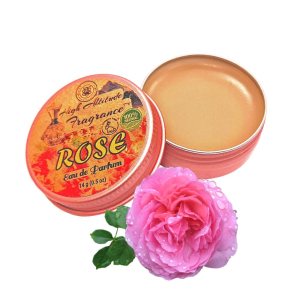 ROSE Perfume for Women – Eau de Parfum – Solid Balm (Tea Rose, De Mai, Otto, Rosa Damascena, Centifolia, Gardenia) Natural Organic Floral Fragrance Oil – Travel Wedding Party Guest Favors Gifts 0.5oz