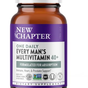 New Chapter Men’s Multivitamin 40 Plus for Energy, Heart, Prostate + Immune Support with Fermented Nutrients – Every Man’s One Daily 40+, Made with Organic Vegetables & Herbs, Non-GMO – 96 ct