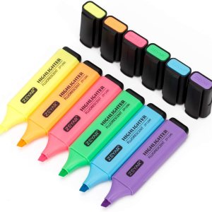 ZEYAR Highlighter, Chisel Tip Marker Pen, AP Certified, Assorted Colors, Water Based, Quick Dry (6 Candy Colors)