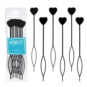 Hoyols 12pcs Quick Topsy Tail Hair Beader Tool for Braiding Hair Beads on Braids Threader Braider Loop Tool for Kids Girls Stringer Ponytail Hair Styling Maker Set 12 pcs Black