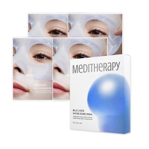 Bluelayer Water Dome Mask (4EA), Blue Hydrogel Mask, Firming and Pore Minimizing with Overnight Mask, Hyaluronic Acid & Blue Agave, Korean Skincare