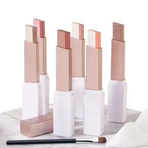 12 Colors Eyeshadow Stick, Double Colors Eye Shadow Stick, Glitter Shimmer Waterproof Gradient Eyeshadow Makeup Stick with Brush, Eyeshadow Brushing Eye Makeup for Eye makeup lovers, 6 Pack