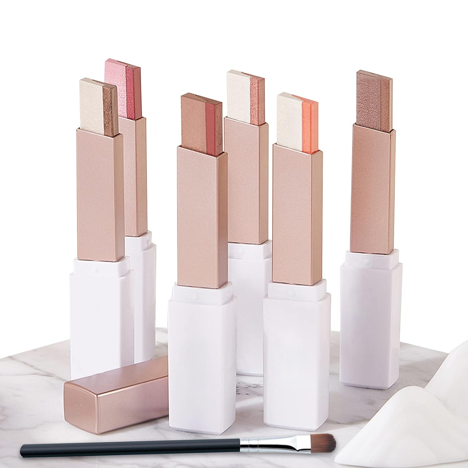 12 Colors Eyeshadow Stick, Double Colors Eye Shadow Stick, Glitter Shimmer Waterproof Gradient Eyeshadow Makeup Stick with Brush, Eyeshadow Brushing Eye Makeup for Eye makeup lovers, 6 Pack 12 Colors Eyeshadow Stick, Double Colors Eye Shadow Stick, Glitter Shimmer Waterproof Gradient Eyeshadow Makeup Stick with Brush, Eyeshadow Brushing Eye Makeup for Eye makeup lovers, 6 Pack