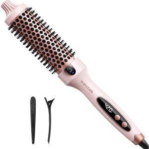 Wavytalk Thermal Brush, Negative Ion Thermal Brush with Ceramic Tourmaline, 1.5 inch Heated Round Brush for Blowout Look, Thermal Round Brush Dual Voltage, Pink