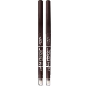 L’Oreal Paris Makeup Infallible Never Fail Original Mechanical Pencil Eyeliner with Built in Sharpener, Black Brown, 0.008 oz., 2 Count