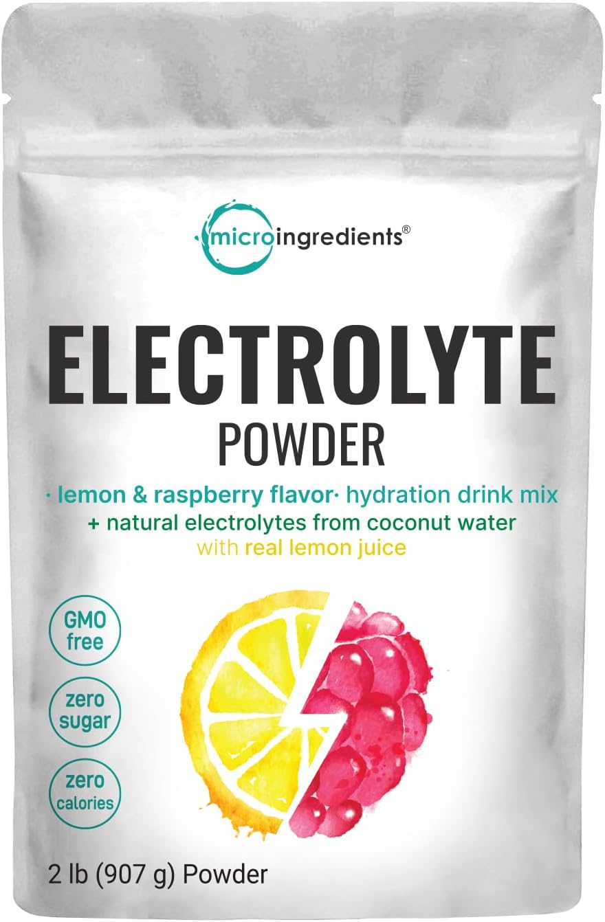 Micro Ingredients Hydration Electrolyte Powder, 2lbs (139 Servings), Keto & No Sugar – High Potassium (1000mg) with Lemon Raspberry Flavored – Made with Real Lemon Juice & Coconut Water – Non-GMO Micro Ingredients Hydration Electrolyte Powder, 2lbs (139 Servings), Keto & No Sugar – High Potassium (1000mg) with Lemon Raspberry Flavored – Made with Real Lemon Juice & Coconut Water – Non-GMO