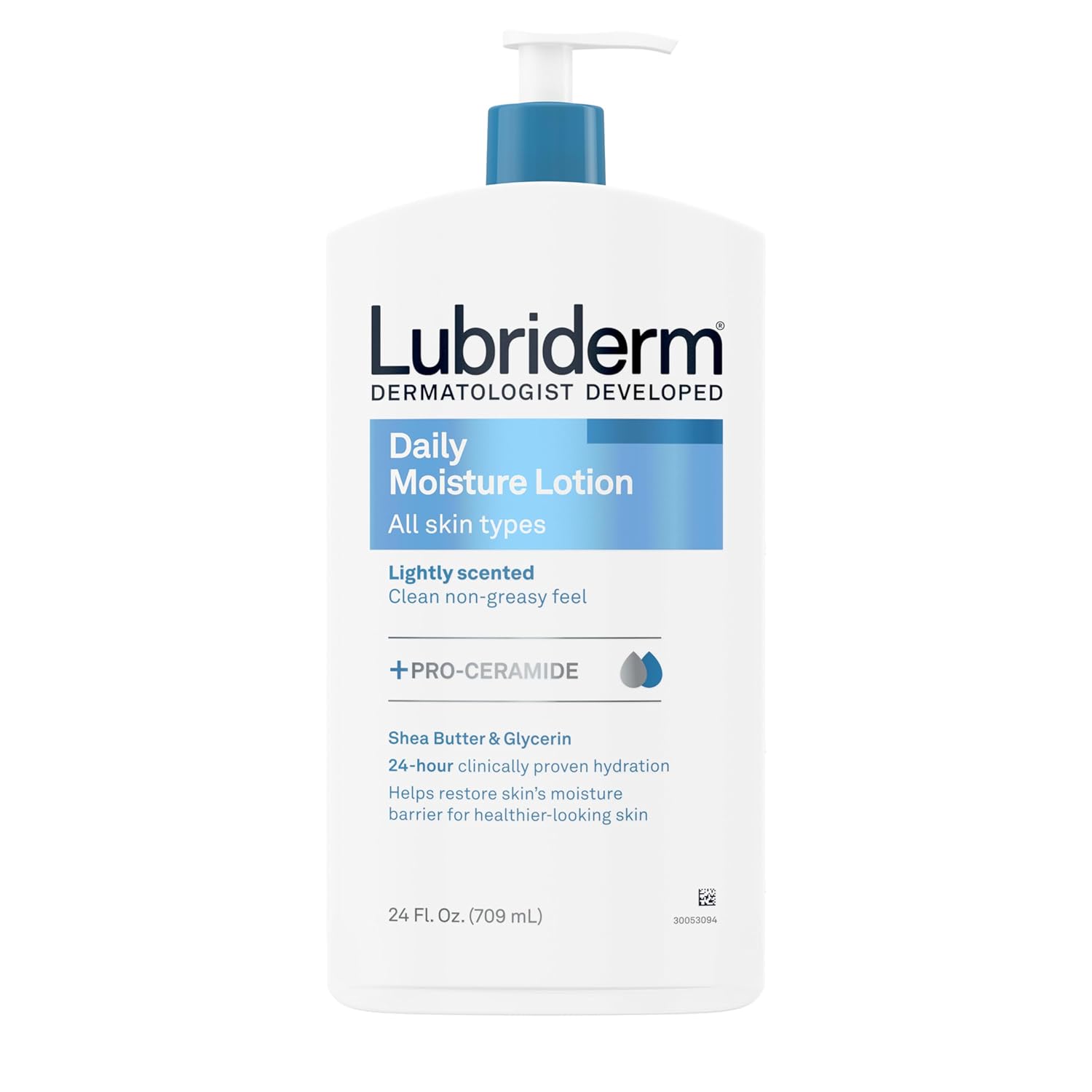 Lubriderm Daily Moisture Lotion + Pro-Ceramide with Shea Butter & Glycerin Helps Moisturize Dry Skin, Hydrating Face, Hand & Body Lotion is Lightly Scented & Non-Greasy, 24 fl. oz Lubriderm Daily Moisture Lotion + Pro-Ceramide with Shea Butter & Glycerin Helps Moisturize Dry Skin, Hydrating Face, Hand & Body Lotion is Lightly Scented & Non-Greasy, 24 fl. oz