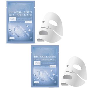 Bio-Collagen Face Mask, Natural Bio-Collagen Real Deep Mask Overnight, Bio-Collagen Mask for Women Face Hydrating Pore Minimizing (2Pcs)