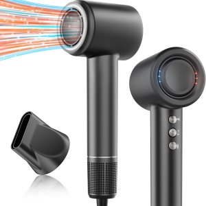 High Velocity Hair Dryer, Intelligent Heat Control Hairdryer No Extreme Heat for Fast Drying Precise Styling, 200 Millions Ionic Blow Dryer with Styling Concentrator for Different Hair Types