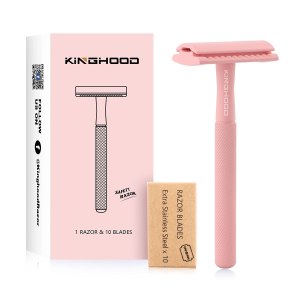 Single Blade Safety Razor with 10 Double Edge Blades Zero Waste Reusable Razor Metal Handle