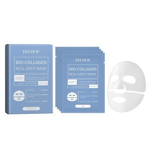 Bio Collagen Mask, Deep Collagen Anti Wrinkle Lifting Mask, Quasi Bio Collagen Face Mask Deep Hydrating Firming Overnight Hydrogel Mask – 4 Pcs/Box, Blue