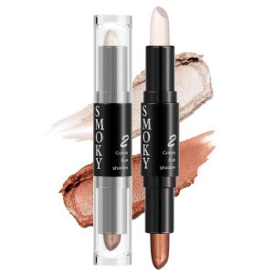 Boobeen Dual-ended Cream Eyeshadow Stick, Shimmer Glitter Eye Shadow Pencil Makeup, Long Lasting Waterproof Eye Highlighter Pen for Women