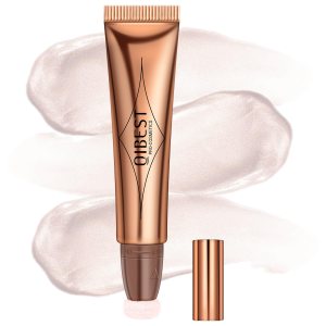 Mysense Liquid Highlighter Beauty Wand,Highlight Bronzer Stick with Sponge Tip,Silky Cream Glowing Face Highlighter Shimmer Finish,Lightweight Face Illuminator Makeup,#04 Highlighter-Pearl White