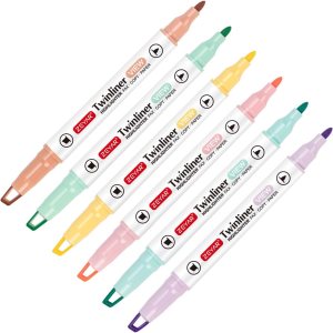 ZEYAR Clear View Tip Highlighter, Dual Tips Marker Pen, See-Through Chisel Tip and Fine Tip, Water Based, Assorted Colors, Quick Dry,No bleed(6 Macaron Colors)