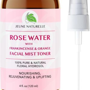 Rose Water Spray for Face – 100% Pure Rose Water with Frankincense & Blood Orange Facial Mist Toner, Alcohol Free, Dye Free, High Concentration Body Mist & Face Mist – Steam Distillation, 4 oz