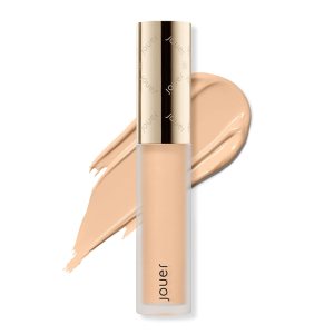 Jouer Essential High Coverage Liquid Concealer – Brightening Concealer – Color Corrector for Under Eye Dark Circles, Spot Coverage, and Eye Primer – Soft Matte Finish, Macadamia