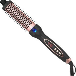 Curling Iron Thermal Brush Dual Voltage Travel-Friendly with Digital Display Temperature Ceramic Tourmaline Ionic Quick Heating Suitable for Man and Women Short and Long Hair (1.25 inch)