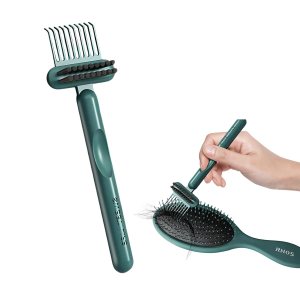 Hair Brush Cleaning Tool Comb Cleaning Brush Hair brush Cleaner Comb, 2-in-1 Hair Brush Cleaning Tool, Hair Brush Remover Rake for Removing Hair Dust,Home and Salon Use(1 Pack-Green)