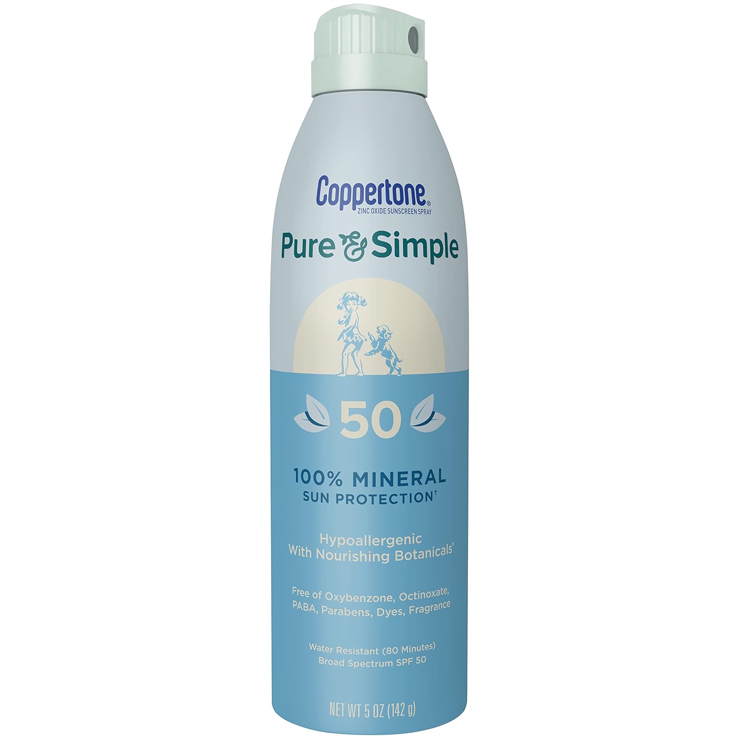 Coppertone Pure and Simple Zinc Oxide Mineral Sunscreen Spray SPF 50, Water Resistant, Broad Spectrum SPF 50 Sunscreen for Sensitive Skin, 5 Oz Spray Coppertone Pure and Simple Zinc Oxide Mineral Sunscreen Spray SPF 50, Water Resistant, Broad Spectrum SPF 50 Sunscreen for Sensitive Skin, 5 Oz Spray