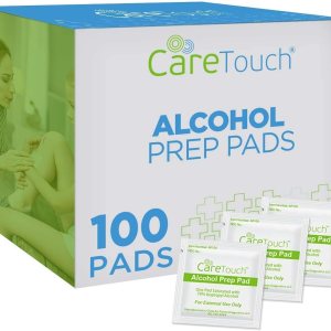 Care Touch Alcohol Wipes – Individually Wrapped Alcohol Prep Pads with 70% Isopropyl Alcohol, Great for Medical & First Aid Kits – Sterile, Antiseptic 2-Ply Rubbing Alcohol Pads – 100 Count
